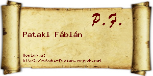 Pataki Fábián névjegykártya